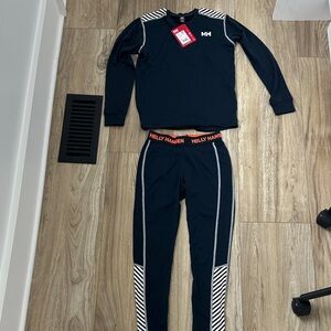 Helly Hansen Navy Blue and White base layer Set